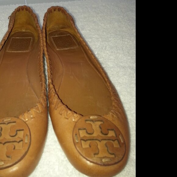 Brown Leather Tory Burch Ballet Flats Well Worn - Picture 4 of 9